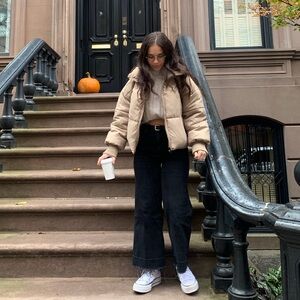 Women's Tan Puffer Jacket